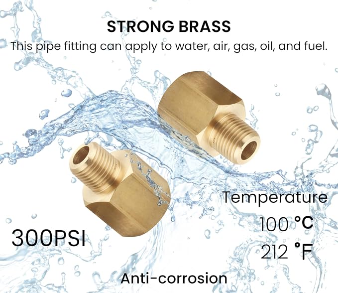 1/8" NPT Male to Female Pipe |, Brass Reducer Adapter 2PCS - Image 3