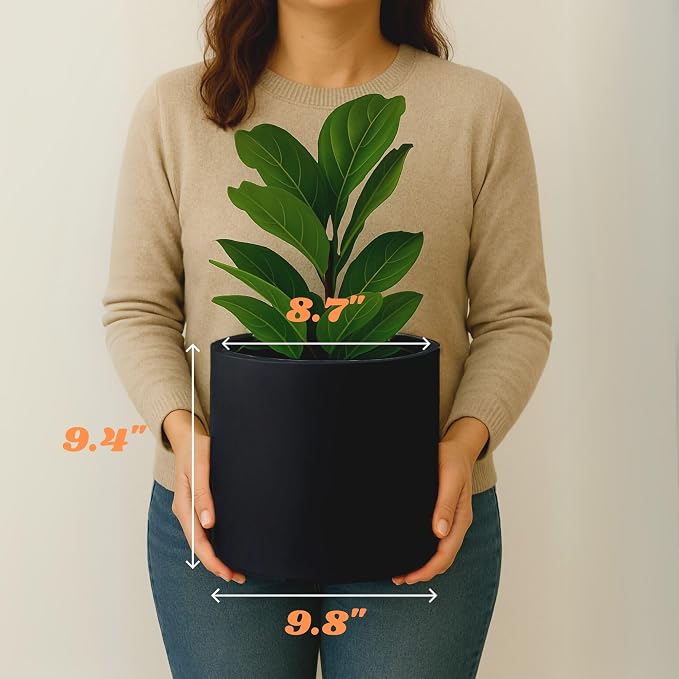 Fox & Fern Large Planter for Indoor or Outdoor, Matte Black, 10 Inch | UV & - Image 6