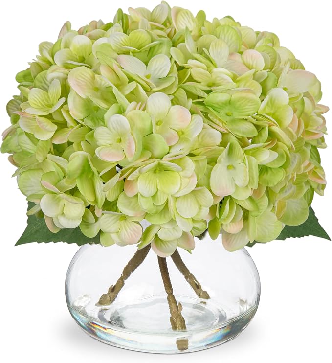 Hollyone Green Hydrangea Artificial Flowers by Hollyone
