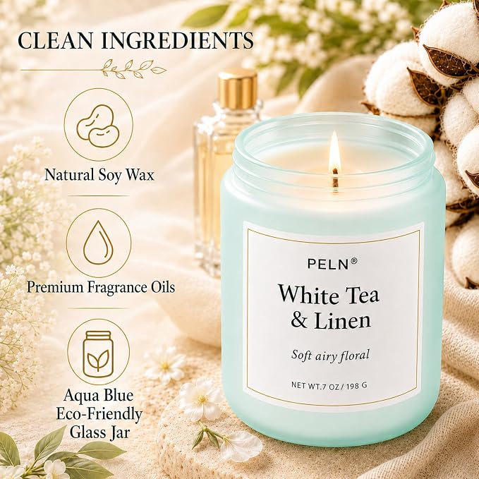 Scented Candles Gift Set, Fresh Botanical Scents | Eucalyptus, Sea Salt & - Image 2