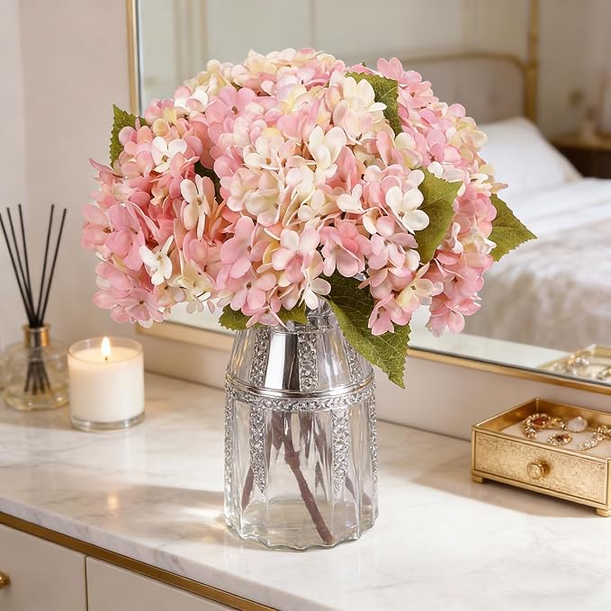 Kimura's Cabin 6pcs Fake Hydrangeas Flowers Artificial Silk Hydrangea, Wedding - Image 5