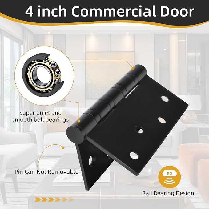 18-Pack 4 inch X 4 inch Black Door Hinge Heavy Duty - Image 6