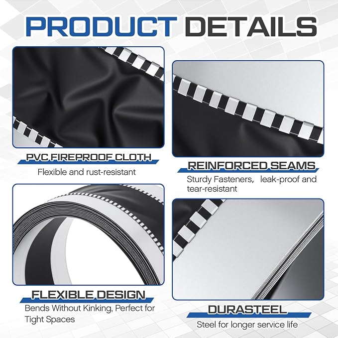 Zonon 6-1/2 x 50 ft Vinyl Flexible Duct Connector Canvas Duct Connector Roll - Image 3