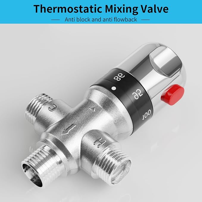FUGO 1/2 NPT Thermostatic Mixing Valve, Water Mixing Valve - Image 2
