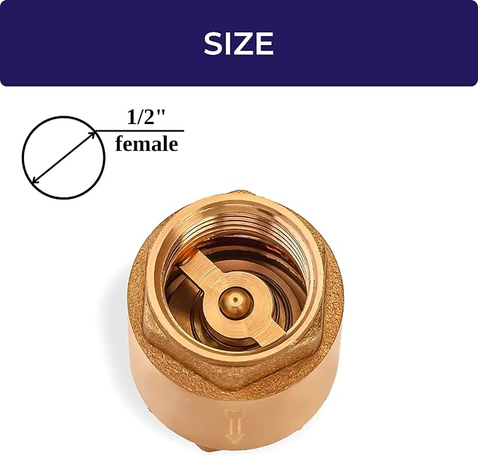 Lakesstory Brass 1/2" NPT Female One Way Check Valve, 0.5" Inch Float, - Image 2