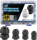 XHF IP68 Nylon Waterproof NPT Cable Glands Assortment 38pcs 1/4", 3/4'' UL by XHF