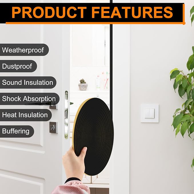 Ninsula 33Ft Door Weather Stripping, Strong Adhesive, Sound Proof, Door - Image 6