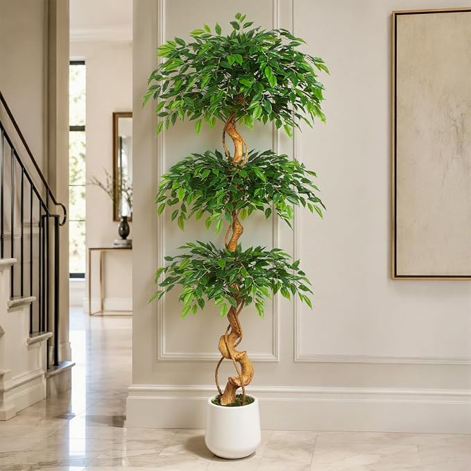 6FT Artificial Ficus Tree, 72in Fake Silk Tree - Image 5