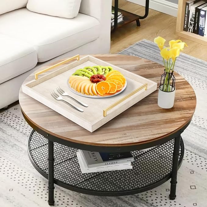 Large Ottoman Tray for Coffee Table, Square Shagreen Leather Decorative Tray - Image 7