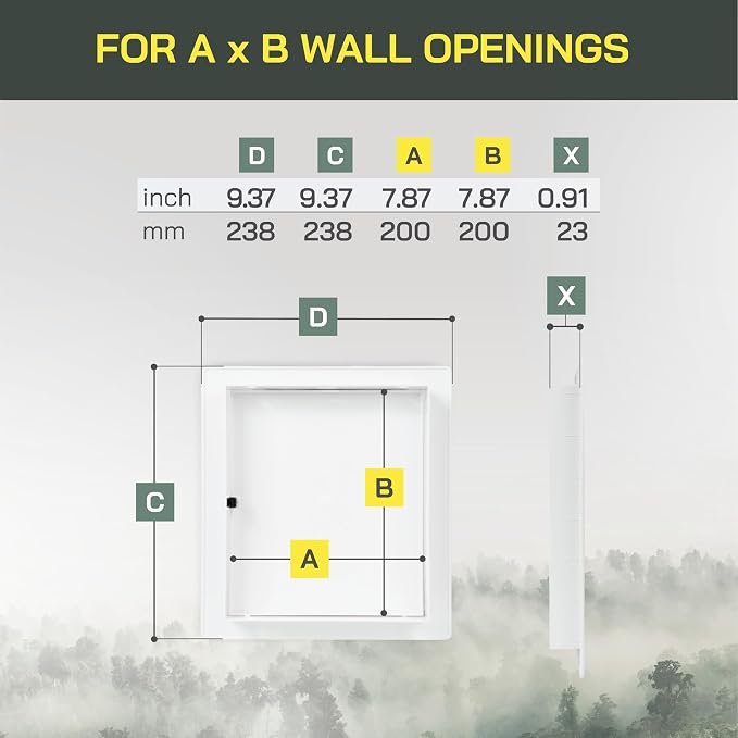 Vent Systems 8" x 8" Push-to-Open ABS Access Door – White Plastic Access Panel - Image 2