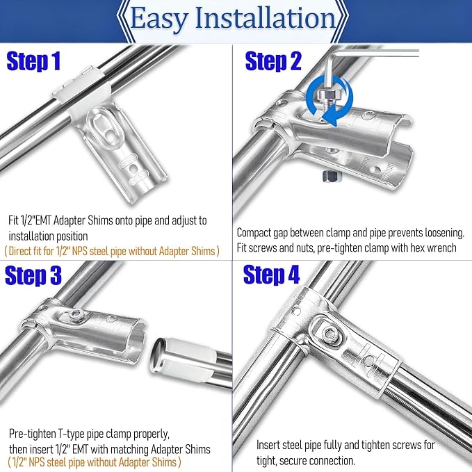 10 Sets T Pipe Connectors Fits 1/2" EMT Conduit & 1/2" NPS Steel Pipe | - Image 6