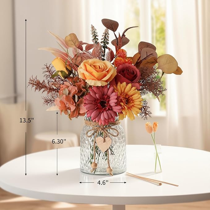 Fake Fall Flowers in Vase, Fall Flower Arrangements, Floral Arrangement - Image 2