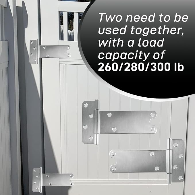 4 Pack 8” Door Hinges, 300 Lbs Capacity Heavy Duty Gate Hinges | T Gate Hinges - Image 3