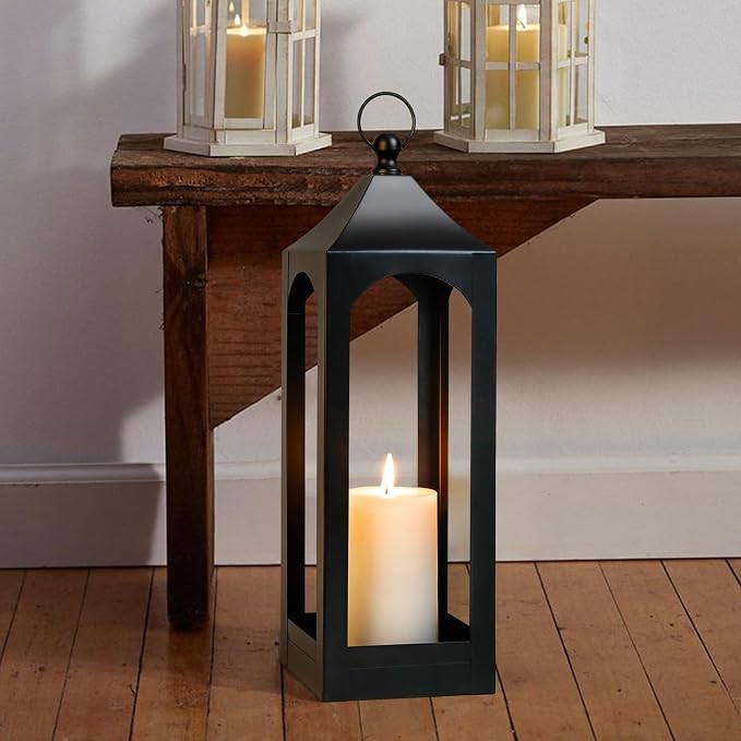 Modern Farmhouse Lantern Decor Metal Decorative Hanging Candle Lanterns | Ideal - Image 5