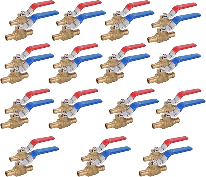 30-Pack GUOFIS 1/2-Inch PEX Crimp Full Port Ball Valve | 1/4 Turn Hot and Cold by GUOFIS