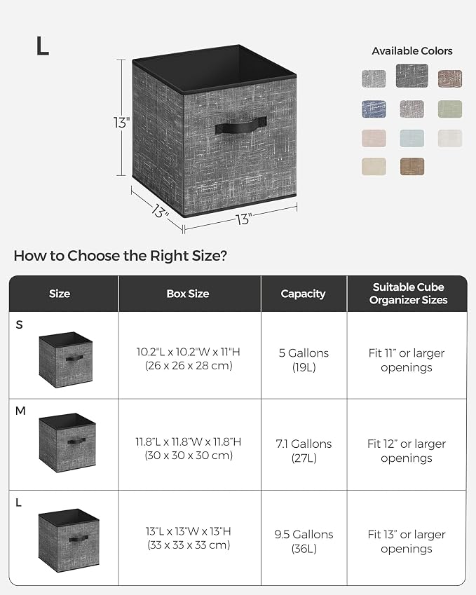 SONGMICS Storage Cubes, 13-Inch Foldable Closet Organizers | Non-Woven Fabric - Image 4