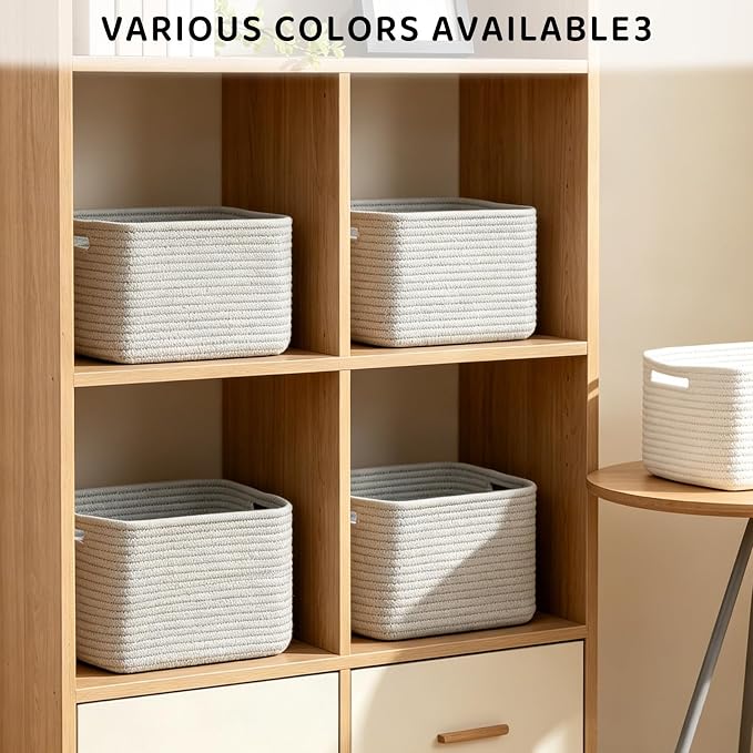 4 Pack Storage Baskets for Organizing, and Clothes, Cotton Rope Basket for - Image 4