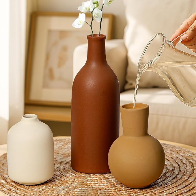 Ceramic Flower Vase for Home Decor Bedroom, Matte Neutral Vases, office - Image 4