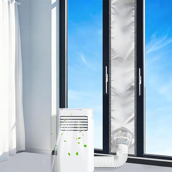 98"Sliding Door AC Vent Kit for Portable Air Conditioner Silver100%Blackout | by Aozzy