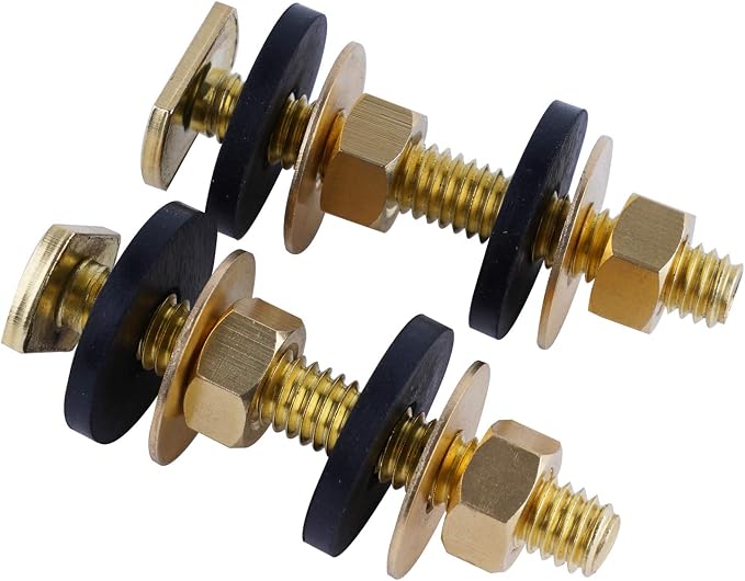 Hibbent Toilet Floor Bolts and Caps Set, Bolt Screws and Washer Gaskets - Image 3