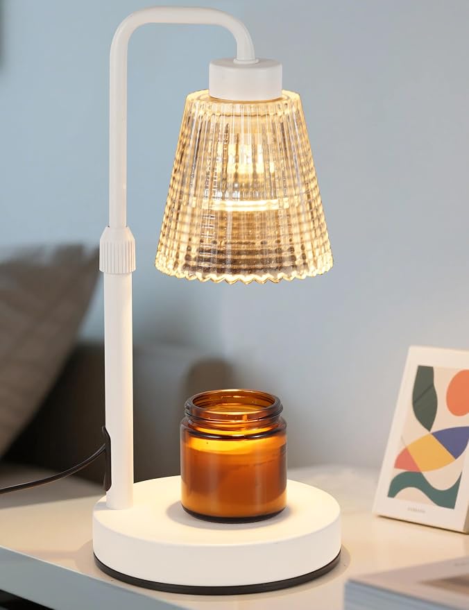 White Candle Warmer Lamp with 24h Cycle Timer, Dimmable Wax Melt Warmer | White by GODONLIF