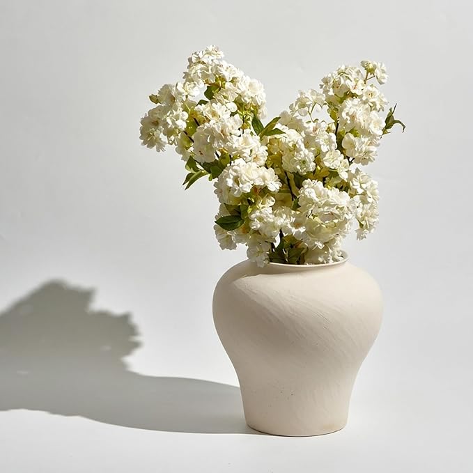 LB2 White Ceramic Large Vase, Terra Cotta Pitcher, Distressed Farmhouse Decor - Image 7