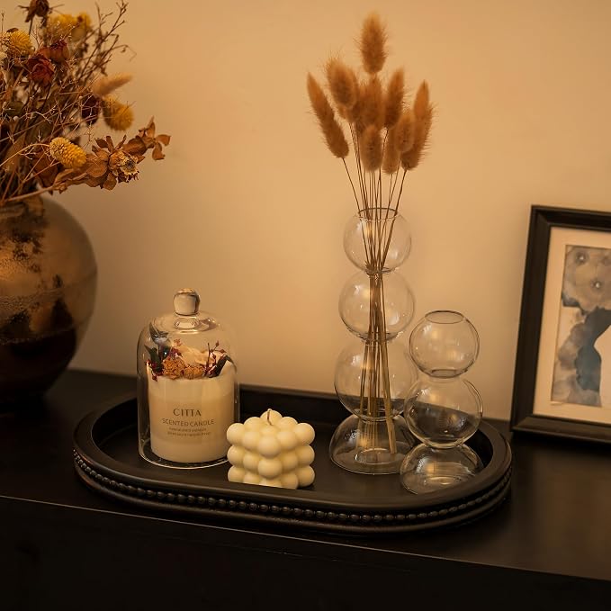 Hanobe Black Decorative Trays for Living Room Coffee Table, Beaded Edge | 15" - Image 10