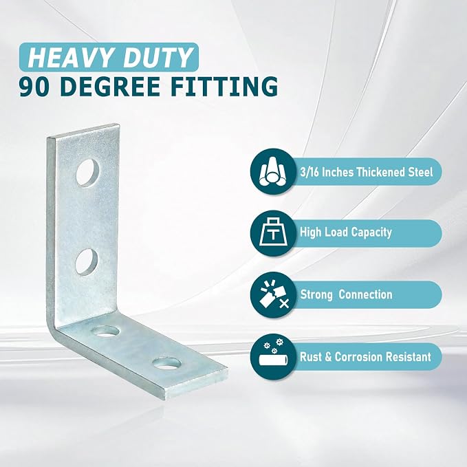 4Pcs 4 Hole 90 Degree Bracket for 1 5/8 Strut Channel, Heavy Duty L Brackets - Image 5