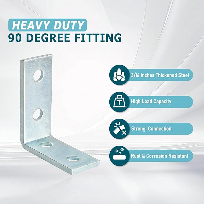 8Pcs 4 Hole 90 Degree Bracket for 1 5/8 Strut Channel, Heavy Duty L Brackets - Image 4