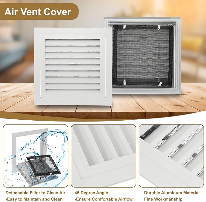PATIKIL 14" x 14" Aluminum Return Grille, Return Air Vent Cover Linear Bar - Image 3