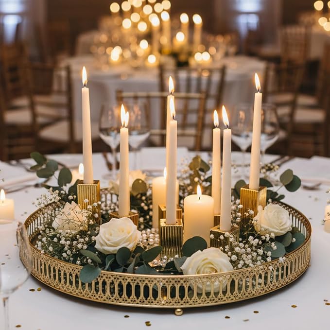LETINE 12pcs Gold Vertical Stripe Glass Candlestick Holders - Image 6