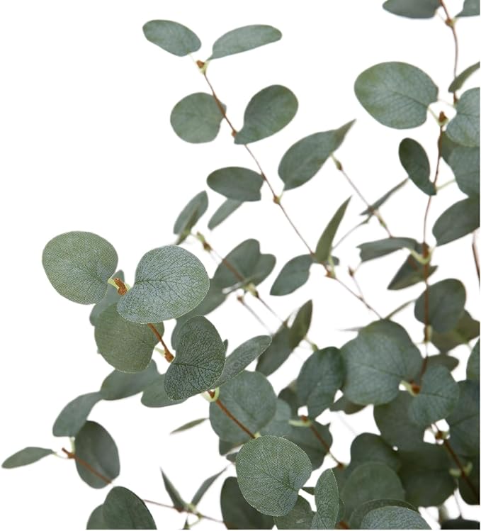 6 Pcs 27" Eucalyptus Stems Greenery Stems Eucalyptus Leaf Spray in Green Silk - Image 5