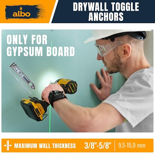 ALBO EZ Self-Drilling Drywall Toggle Anchors Kit – Heavy Duty Metal Anchors - Image 5