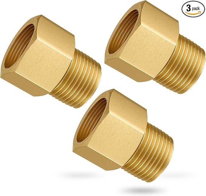 Gsinodrs Brass Hex Pipe Fitting, 1/2" Female NPT x 1/2" Male NPT | 3PCS by Unknown