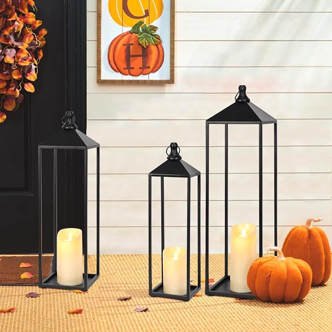 22'' 19'' 17'' Lanterns Decorative Outdoor Indoor, Glass-free Modern Farmhouse - Image 6