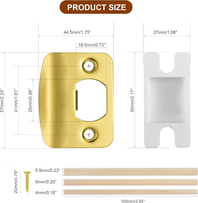 Door Strike Plate for Interior Doors, Polished Gold, 1 Pack | 2-1/4"x1-3/4" - Image 5