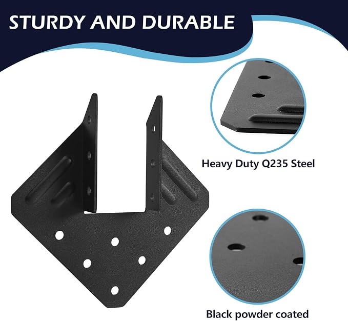 24Pcs Hurricane Tie for Rafter, Heavy Duty 2mm Thick Hurricane Strap | Black - Image 4