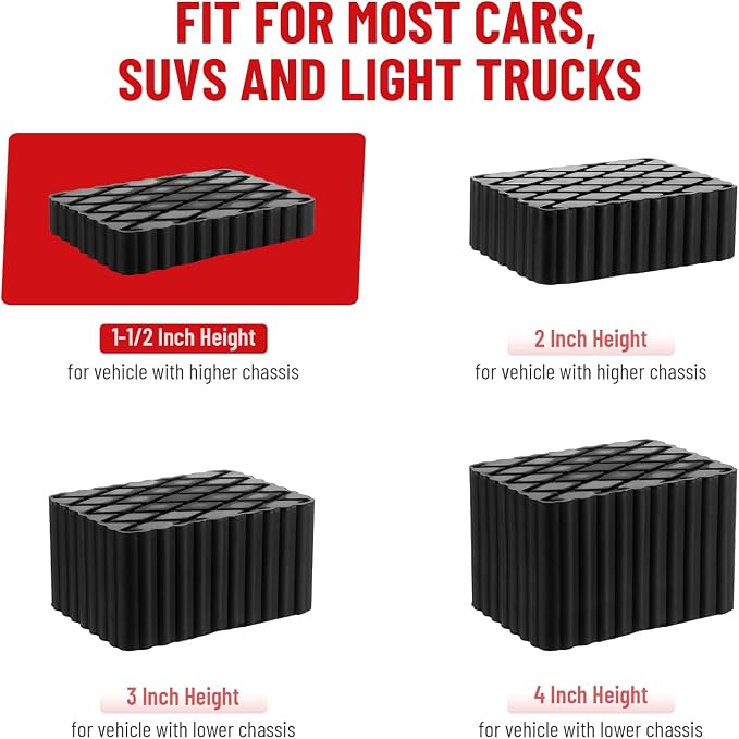 Solid Rubber Auto Lift Pads, 6-1/3"x 4-3/4" x 1.5" | 4 Pack Anti-Skid Lift - Image 6
