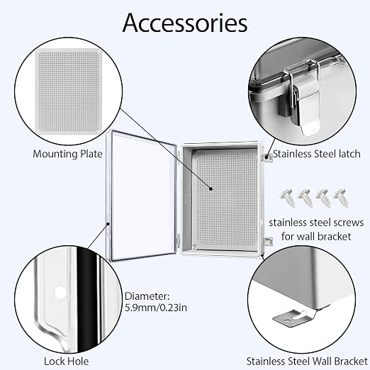Electrical Box, IP67 Waterproof Hinged Clear Cover Stainless Steel Latch - Image 4