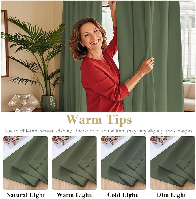 H.VERSAILTEX Back Tab Dark Green Curtains 90 Inch Long - Image 6