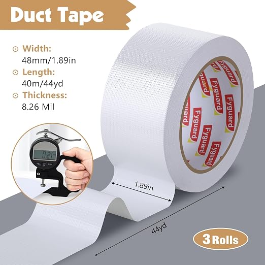 3Pack White Duct Tape 2IN x 132Yd Total Heavy Duty Waterproof Tape | All - Image 2