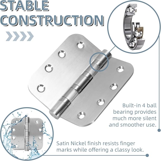 6 Pack Stainless Steel Silver Door Hinges - Image 4