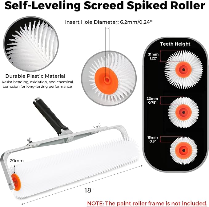 18 Inch 13/20/31mm Self Leveling Concrete Spiked Roller - Image 2
