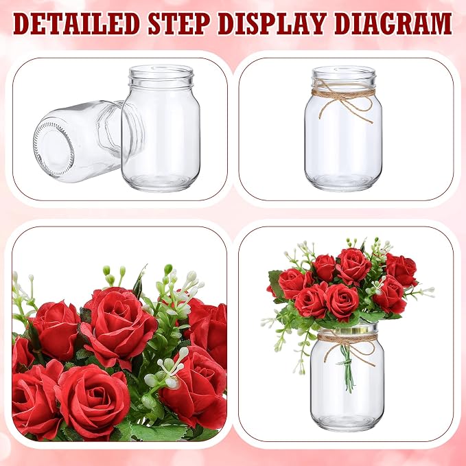 XunYee 10 Set Mason Jars for Centerpieces, Romantic Table Centerpiece Decor - Image 3