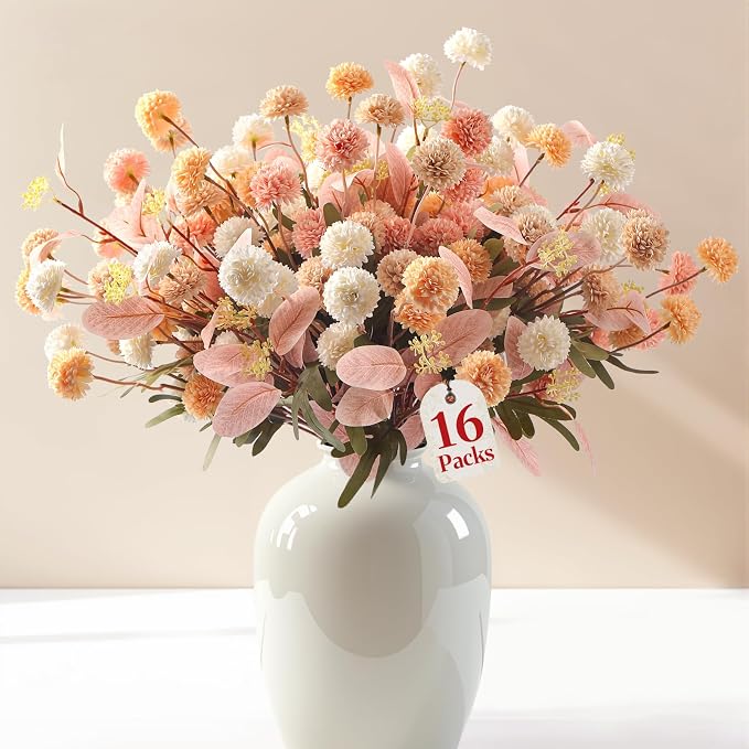 Alupssuc 16 Pcs Faux Silk Mums - Image 3