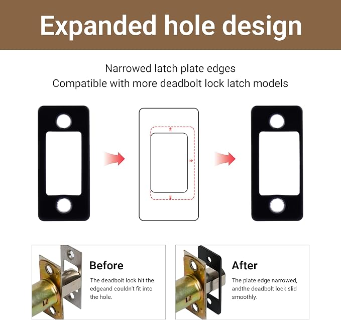 Deadbolt Restorer Strike Plate 2-3/4" x 1-1/8", Narrow Side and Large Hole | to - Image 4
