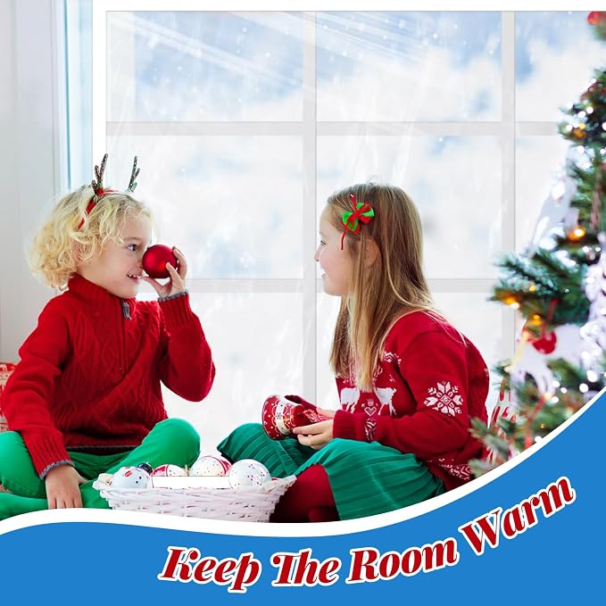 U0U Window Insulation Kit, 47in x 63in Indoor Plastic Window Insulation Kit - Image 6