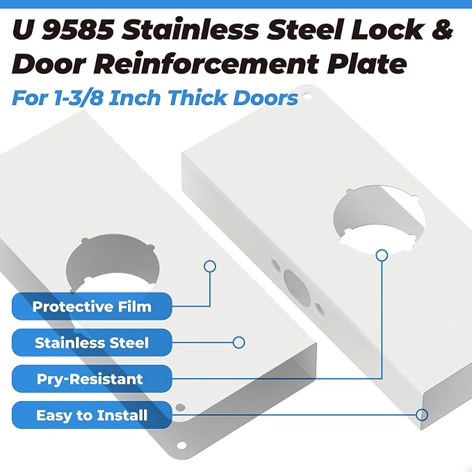 White U 9585 Stainless Steel Lock and Door Reinforcement Plate - Image 5