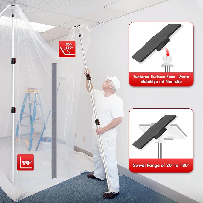 10FT Dust Barrier Poles 4Pack, Spring Retractable Zipper Wall Poles - Image 5
