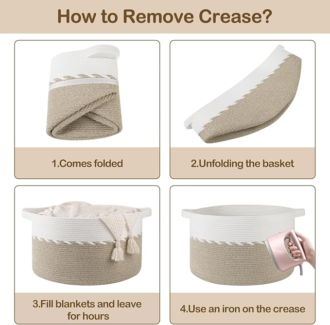 OIAHOMY 90L Extra Large Blanket Basket - Image 8